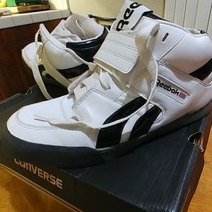 White/Black Reebok hi size 12
